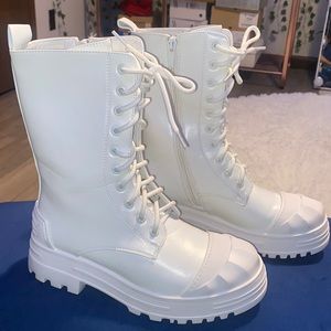 White combat boots